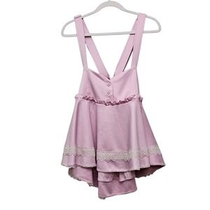 Sweet Society Pink Ruffle Lace Pinafore Tp Babydoll Cottage Coquette Twee M